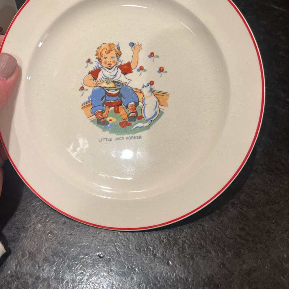 Vintage/Antique Jack Horner Plate, Hickory Dickory Dock cup Childrens Dishes - Picture 3 of 8